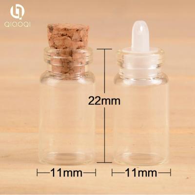 China 1ml mini glass Essential oil tube bottle with cork for sale