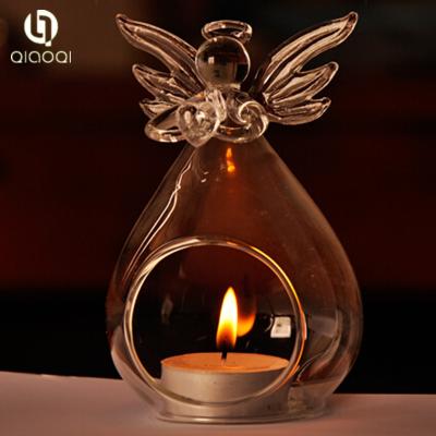 China Unique handmade home decoration glass candleholder angel shape wholesale for sale