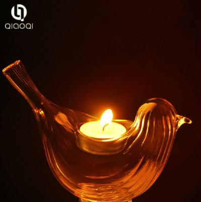 China creative Stripe birds shape transparent Glass Candle Holder for sale