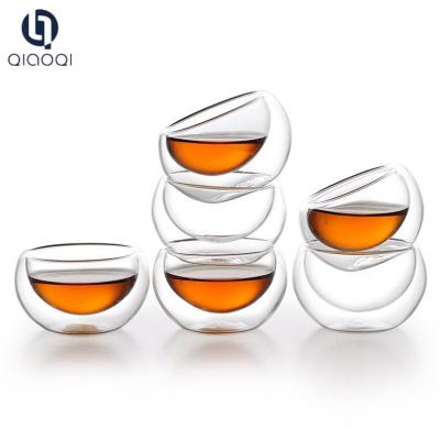 China 2oz egg shape Double Wall Glass Tea Cup at Discount Price for sale