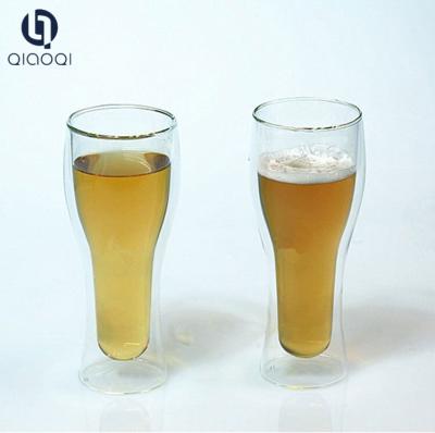 China Custom Handmade double wall hot resistent drinking glass beer cup for sale