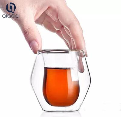 China 8oz transparent double wall glass cup tumbler for sale