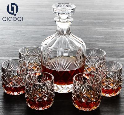 China Hot Sell Cheap Price round star glass decanter set 1200ml for sale