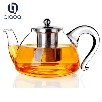 China 1000ml Handblown Glass Tea Pot With Stainless Steel Infuser for sale