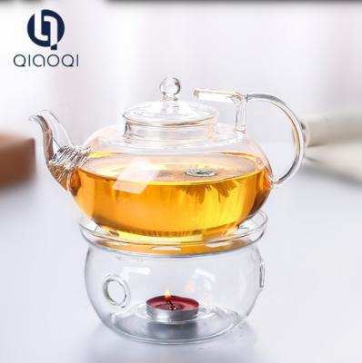 China China Manufacture 400ml Heat Resisting Glass Teapot with Candle Warmer for sale