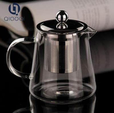 China borosilicate heat resistant glass teapot with infuser for sale
