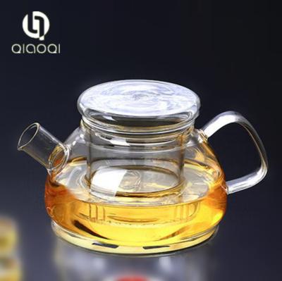 China European short mouth flat lid glass pot glass coffee pot 600ml for sale