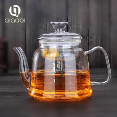 China Manufacture borosilicate tea pot glass tea pot with glass handle for sale