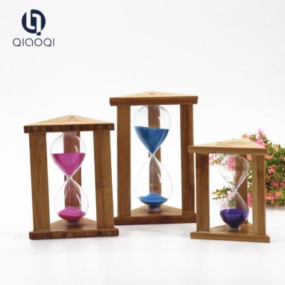 China Fashionable Design Cute Promotion european style Triangle shape sand timer clock 10, 15 minutes for sale