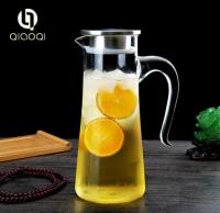China hand made cool water glass carafe cheap glass pot with high borosilicate with stainless lid à venda