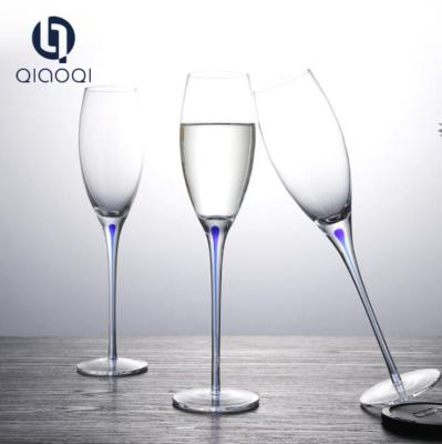 China Wholesale Personalized Red Wine Glasses with Blue Stem Manufacturer for sale