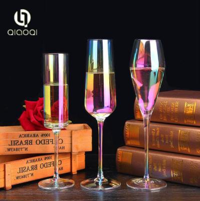 China Hand blown glass champagne flutes custom made giftsbox of champagne glass for sale