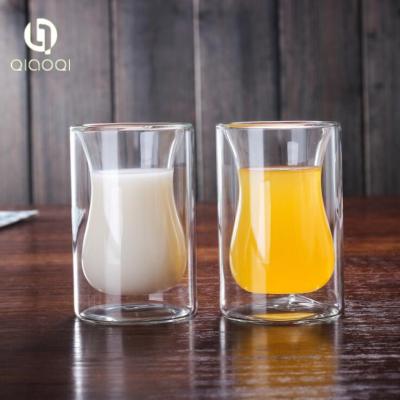 China mouth blown 120ml double wall borosilicate glass tea cup with custom LOGO for sale