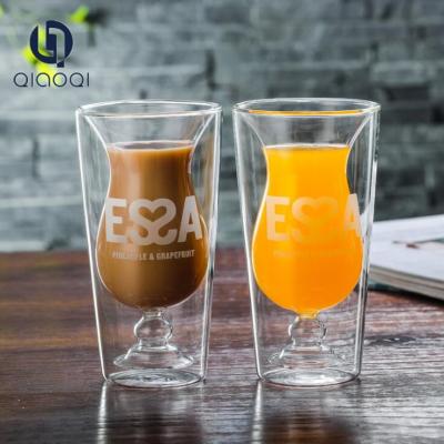 China Creative New Design Double Wall Glass Coffee Tea Cup with Customize Logo for sale