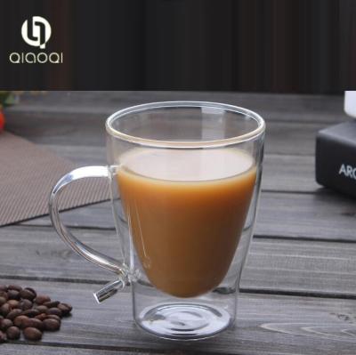 China OEM high quality double wall drinking clear glass coffee cup for sale