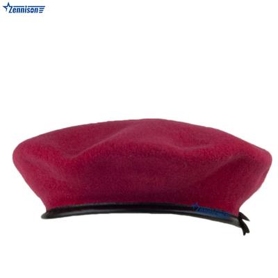 China Army Army Wear Military Hat With Leather Strip Wool Beret For Men Women en venta