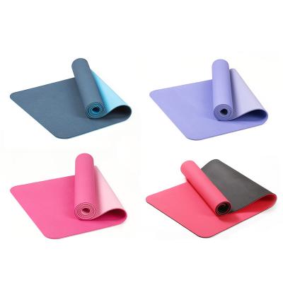 China Double Layer Dual Color TPE Yoga Mat 183*61cm Good Elasticity for sale