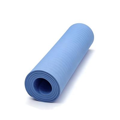 China Blue Double Side TPE Yoga Mat , 6mm Non Slip Yoga Mat With Position Line for sale