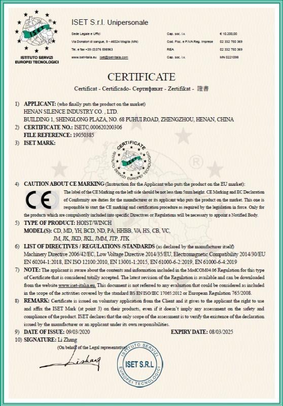 CE-HOIST & WINCH - Henan Silence Industry Co., Ltd.