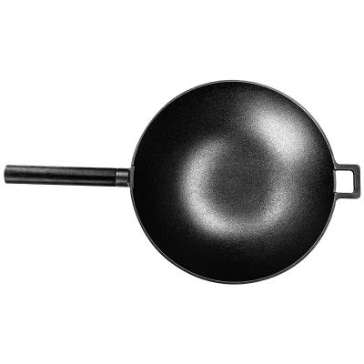 China Triply Cast Iron Wok Pan 4.7kg Frying Pan Even Heating For Induction Hob for sale