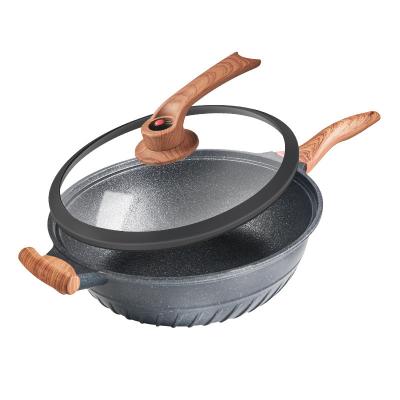 China 6.62kg Grey Aluminum Wok Pan Wear Resistance 32cm Frying Pan PFOA Free With Lid for sale