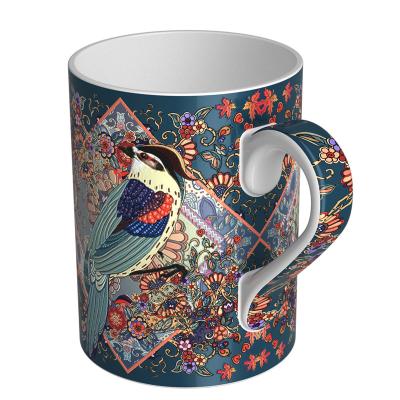 China 0.35kg Bone China Cups Tea Mugs 11.3cm With Beautiful Patterns for sale