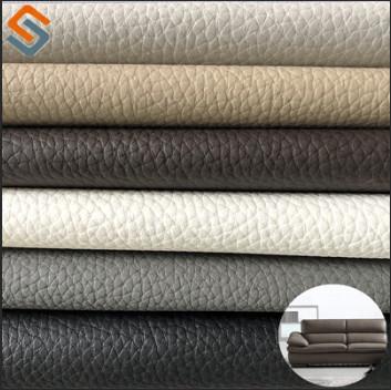 Chine Petit cuir de PVC de litchi pour Sofa Furniture Upholstery 0.6MM 50Meters/petit pain à vendre