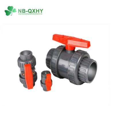China Temperature Normal Temperature Light Gray PVC True Union Ball Valve with Red Handle for sale
