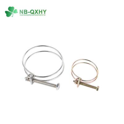 China Galvanized Steel Iron Double Wire Hose Clamp 12-130mm for Long-lasting Performance for sale