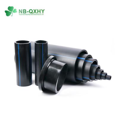 China HDPE Plastic Polyethylene PE Pipe Water Supply Tube with Blue Stripe Customized Request for sale
