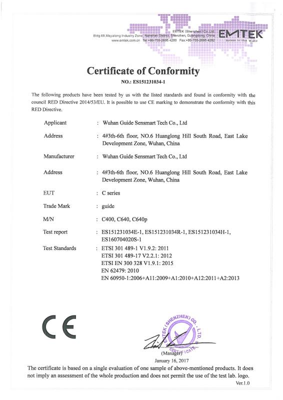 CE - Wuhan Guide Sensmart Tech Co., Ltd.