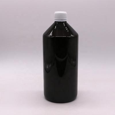 China Dark Brown Translucent PET 1000ml Liquid Medicine Bottle with 28mm Tamper Proof Cap for sale