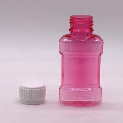 China Impressão a cores personalizada 75ml PET garrafa de plástico para lavagem bucal líquido tamanho de viagem à venda