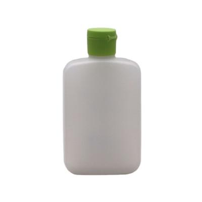 China 120ml HDPE Flat Square Cosmetic Bottle with Custom Color and Spiral Flip-Over Lid for sale