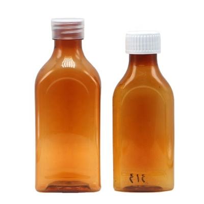 China Screw Cap 240ml PET Oral Liquid Flat Square Bottle for Child Safety and Medical Liquid for sale