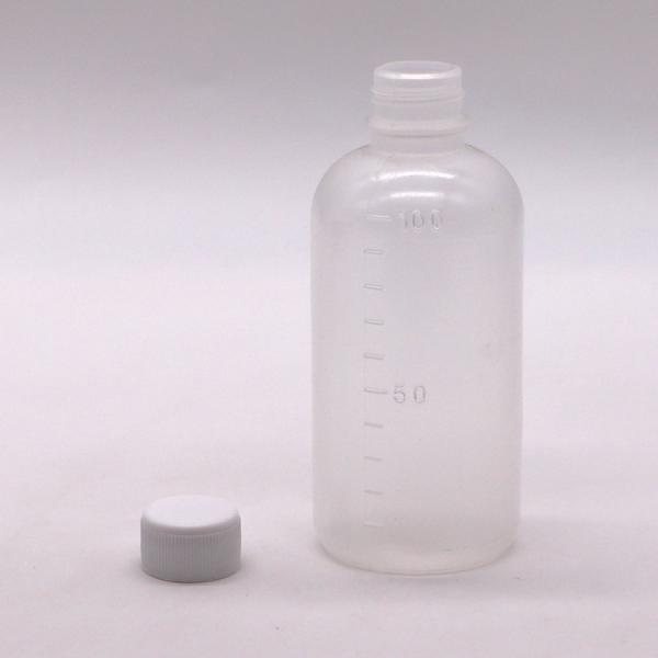 Quality Medicine 100ml PET Liquid Empty Plastic Bottle with Scale and Customizable Color for sale