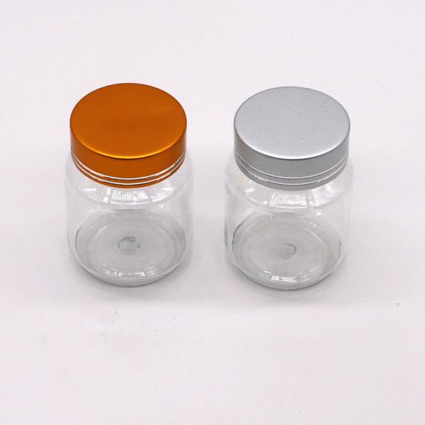 Quality 70ML PET Food Grade Delicate Plastic Capsule Pill Bottle with Gold Silver Cap for sale