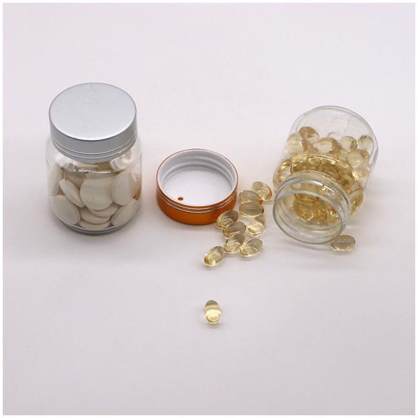 Quality 70ML PET Food Grade Delicate Plastic Capsule Pill Bottle with Gold Silver Cap for sale