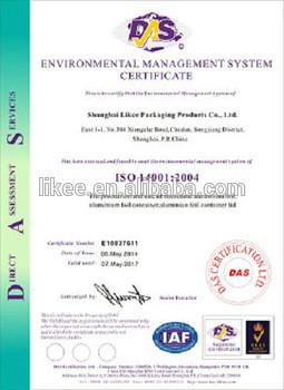ISO 900 14001：2004 - Shanghai Likee Packaging Products Co., Ltd.