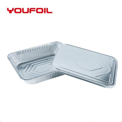 China Microwave Safe Disposable Aluminum Foil Container Half Size Pan with Lid for sale