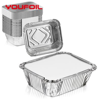 China Clean Surface Nontoxic Disposable Aluminum Foil Tray 1 LB Foil Pan with Lid for sale