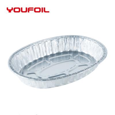 China Disposable Oval Aluminum Foil Tray Food Storage Nontoxic Aluminium Foil Tray for sale