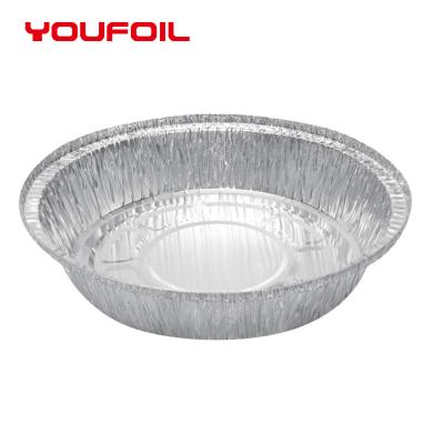 China Disposable Silver Color Round Aluminum Foil Container Food Tray for sale