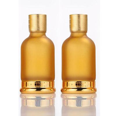 Chine Luxury Gold Dropper Frosted Glass Essential Oil Bottle Round Shape à vendre