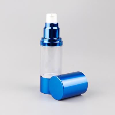 China 0.5OZ 1OZ 1.7OZ 3.4OZ Airless Spray Bottle Blue Round Cosmetic Bottle for sale