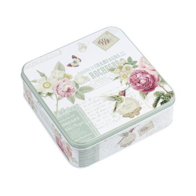 China 0.23mm Thick Square Metal Candy Tin CMYK Offset Printing Biscuit Tin Gift Box for sale