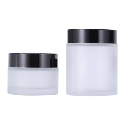 China 60ml 120ml Frosted Glass Cream Jar 30cl Glass Candle Jar With Lid for sale