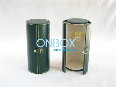 China SAP51167 PU leather Tube Shape Wine Box / Gift boxes with Hot Stamping for sale