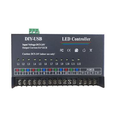 China 12 Channel Programmable RGB LED Controller 5A×12CH For LED Strip for sale