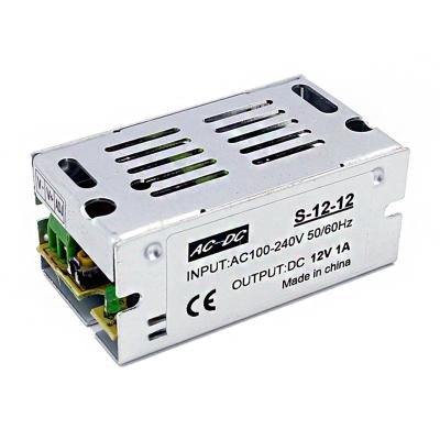 China Aluminum Case Switch Power Supply 100V 240V AC To DC 12 Volt 12W 1A for sale